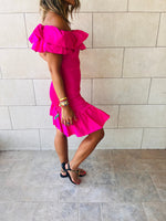 Fuchsia Snatch Linen Mini Dress