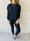 Black Frayed Edgy Cropped Sweatshirt