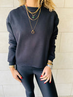 Black Frayed Edgy Cropped Sweatshirt