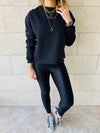 Black Frayed Edgy Cropped Sweatshirt