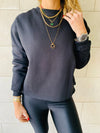 Black Frayed Edgy Cropped Sweatshirt