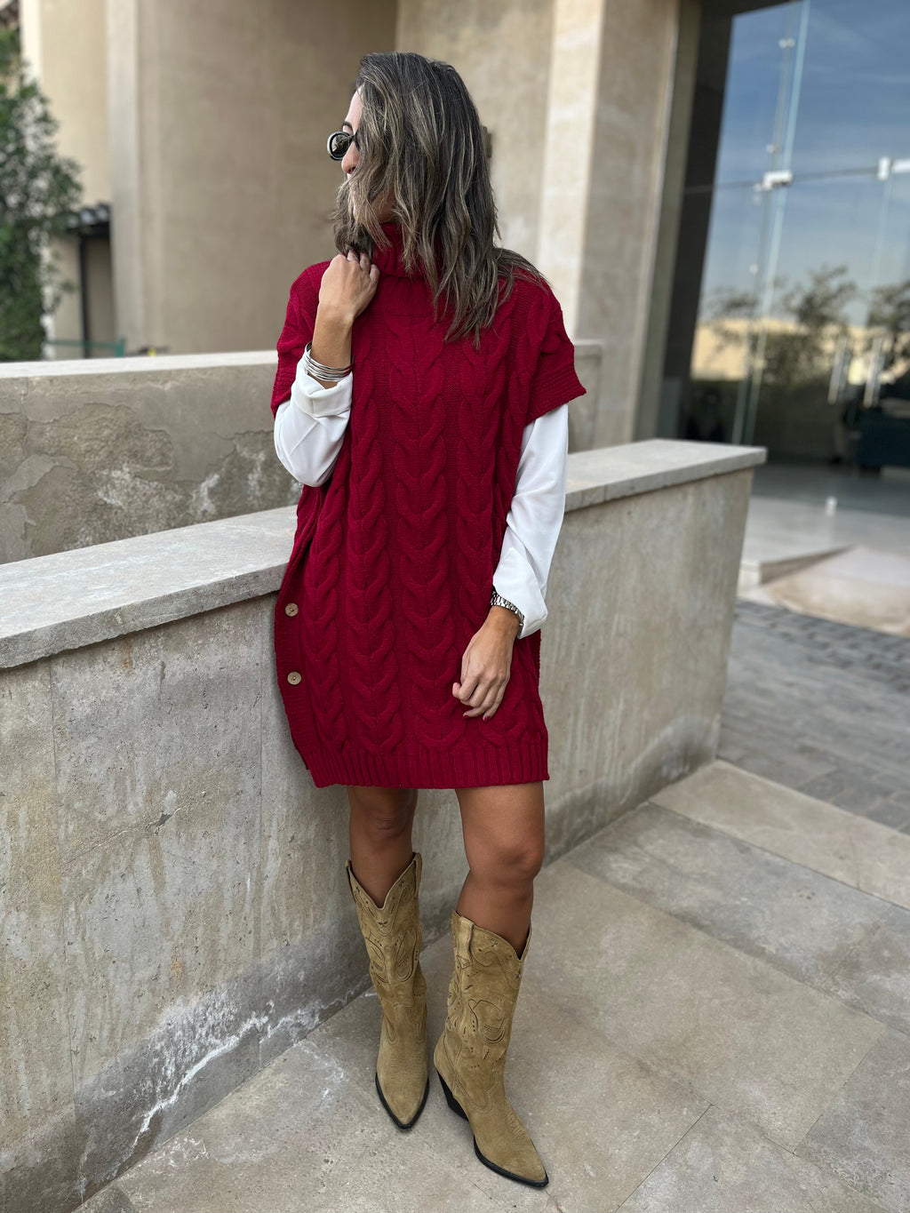 PREORDER Burgundy High Neck Kate Poncho