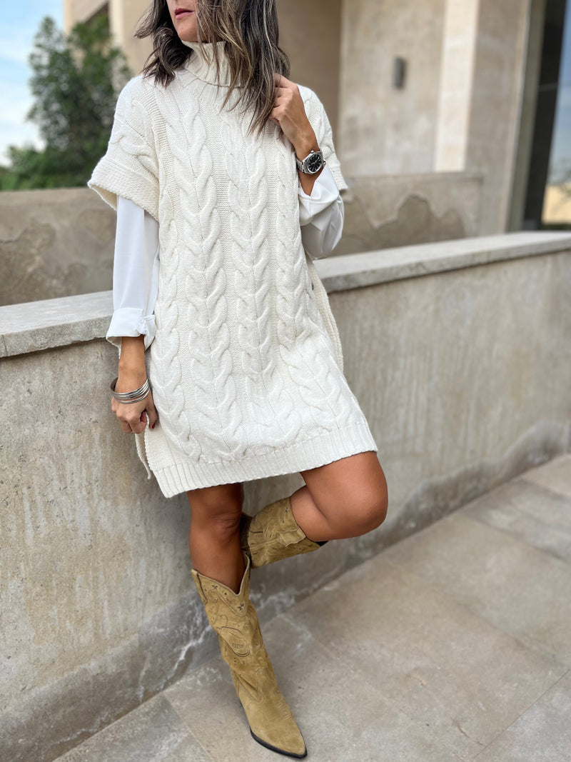 PREORDER Ivory High Neck Kate Poncho