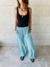 Mint Side Slit Beach Pants