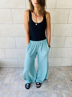 Mint Side Slit Beach Pants