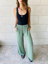 Olive Side Slit Beach Pants