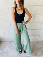 Olive Side Slit Beach Pants