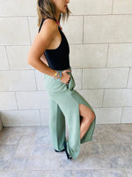 Olive Side Slit Beach Pants