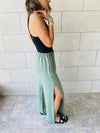 Olive Side Slit Beach Pants