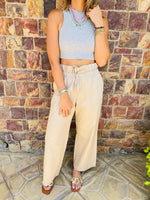 Beige Poplin Pants