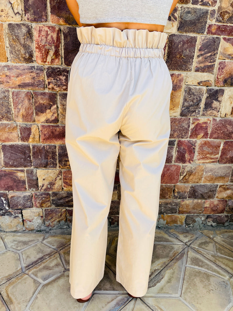 Beige Poplin Pants