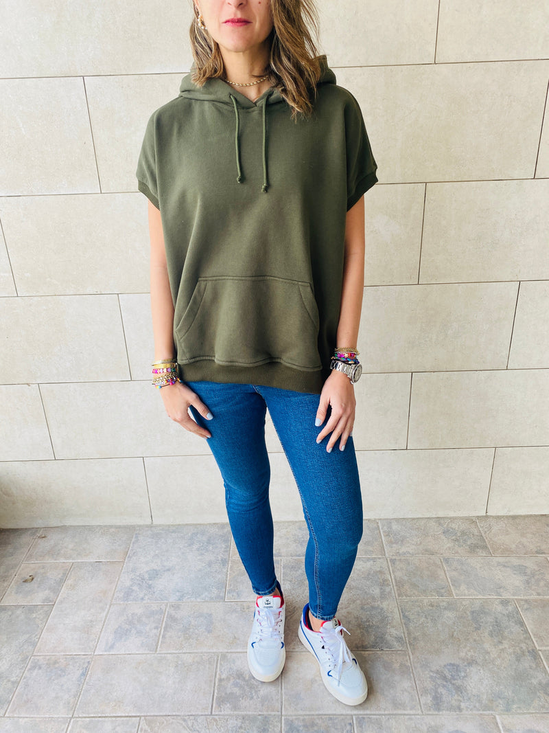 Olive Short Sleeve Sweatshirt