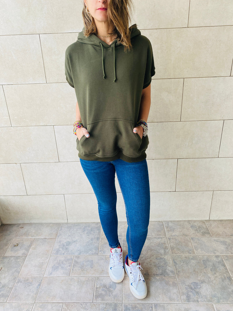 Olive Short Sleeve Sweatshirt