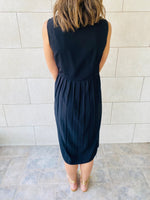 Black Wrap Plisse Dress