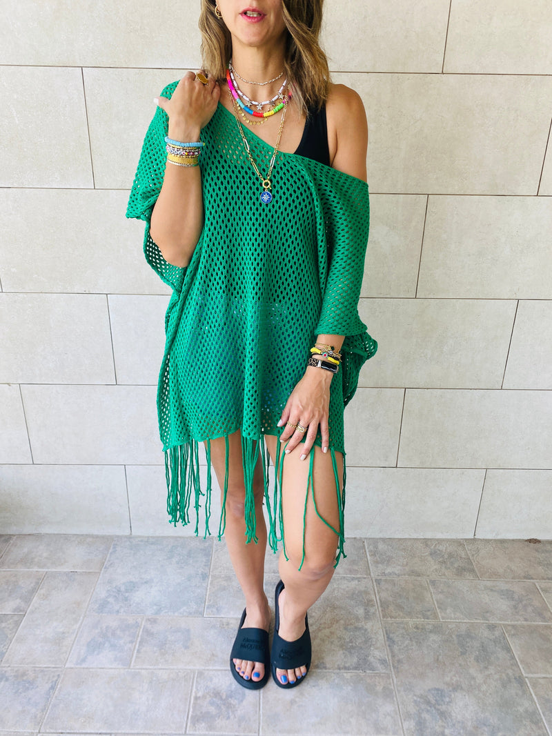 Green Fringe Coverup