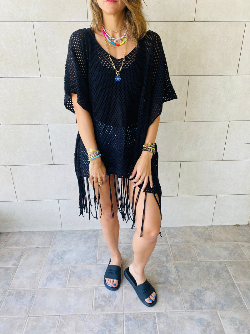 Black Fringe Coverup