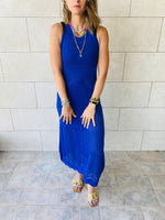 Blue Midi Tie Back Dress