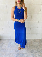 Blue Midi Tie Back Dress