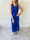 Blue Midi Tie Back Dress