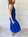 Blue Midi Tie Back Dress