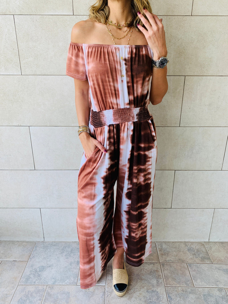 Earth Tones Tie Dye Jumpsuit