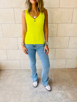 Lime 120 Knit V Tank Top