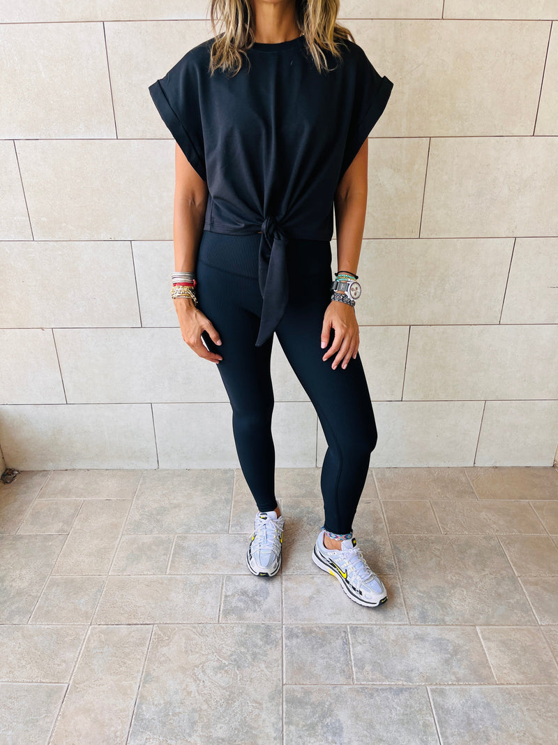 Black Middle Bow Tee