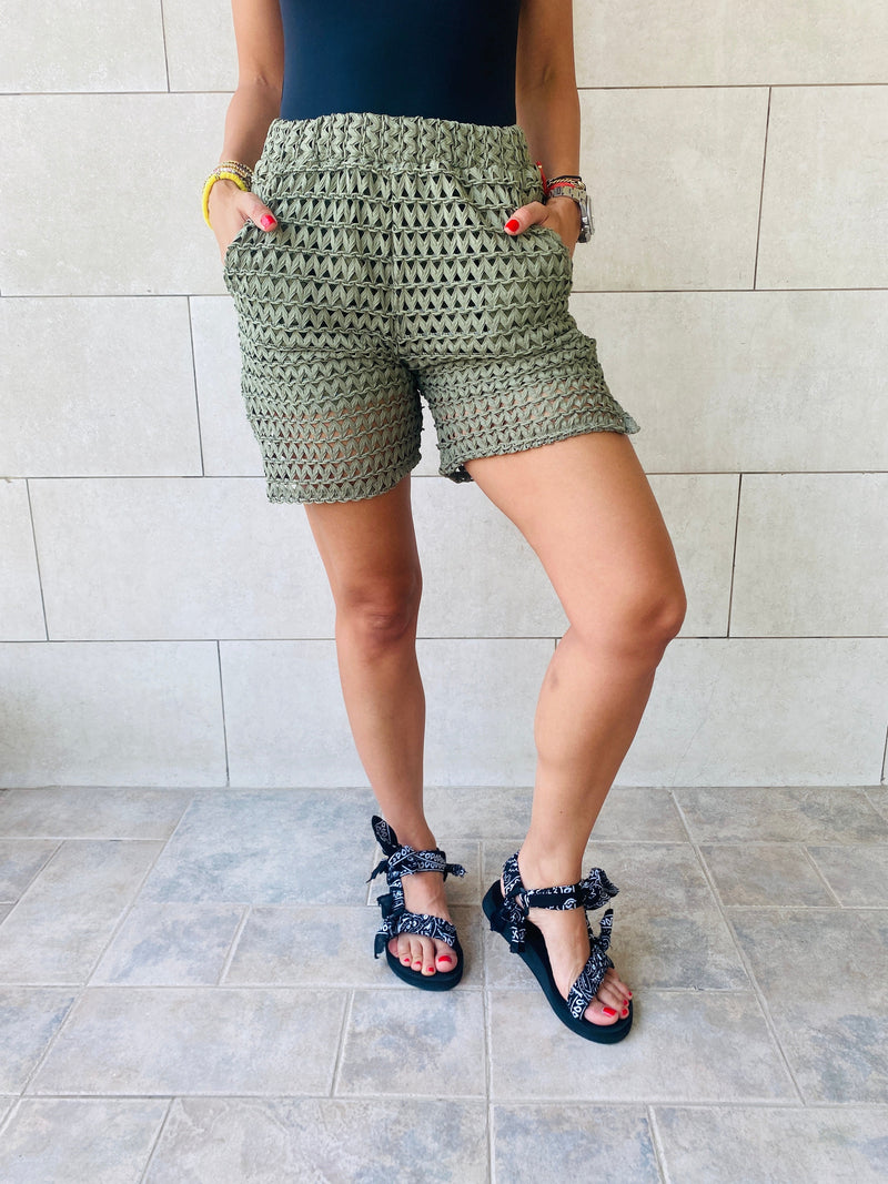 Olive Luxe Mesh Shorts