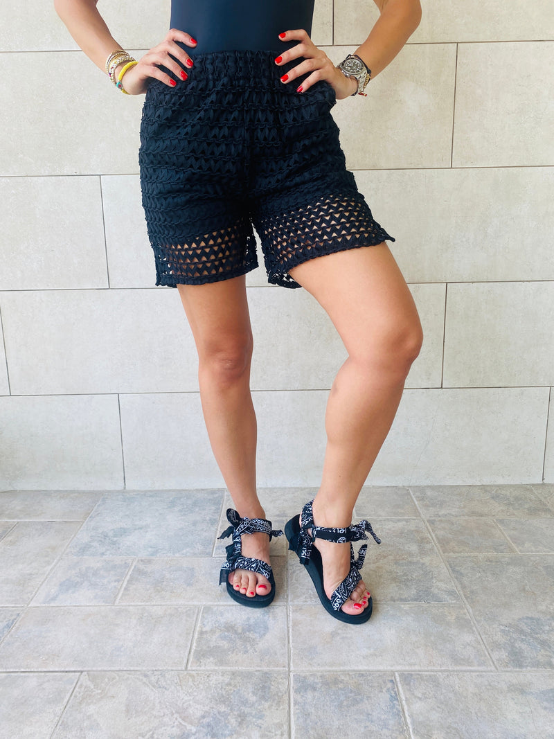 Black Luxe Mesh Shorts