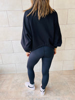 Black Cropped Drawstring Sweatshirt