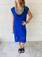 Blue Crochet Side Pattern Dress