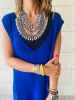 Blue Crochet Side Pattern Dress