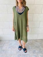 Olive Crochet Side Pattern Dress