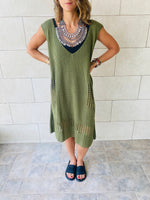 Olive Crochet Side Pattern Dress