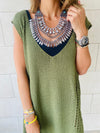 Olive Crochet Side Pattern Dress