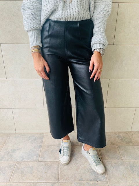 Black Leather Culottes