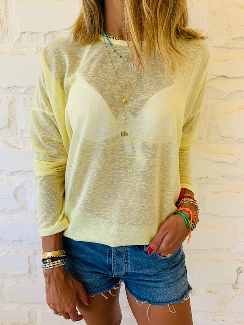 Yellow Summer Knit Top