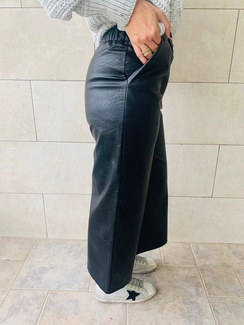 Black Leather Culottes