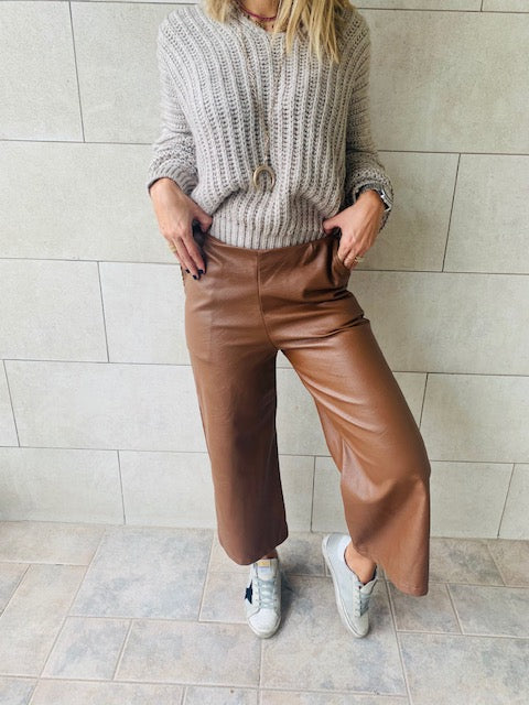 Copper Leather Culottes