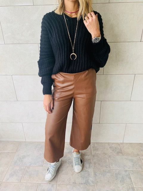 Copper Leather Culottes