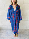 Navy Embroidered Button Kaftan