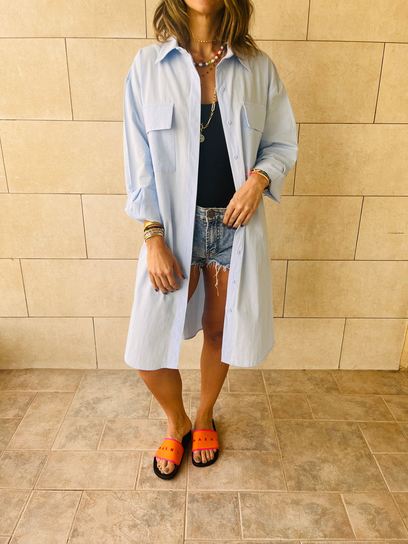 Baby Blue Oversized Beach Shirt