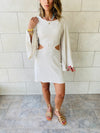 Beige Backless Linen Dress