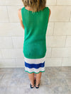 Green Colorblock Trim Crochet Coverup