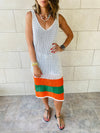 Orange Colorblock Trim Crochet Coverup