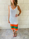 Orange Colorblock Trim Crochet Coverup