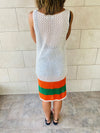 Orange Colorblock Trim Crochet Coverup