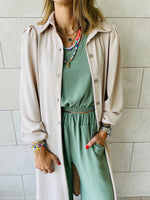 Beige Asymmetric Throw On Shirt