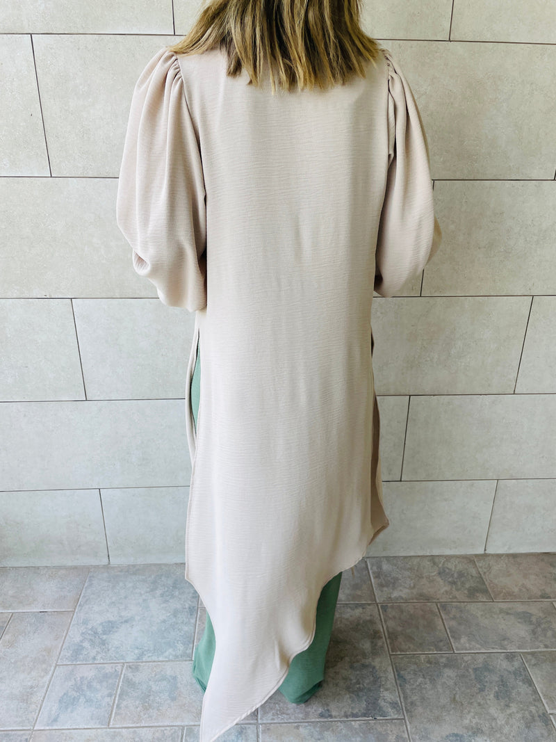 Beige Asymmetric Throw On Shirt