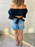 Black Back Ribbon Top